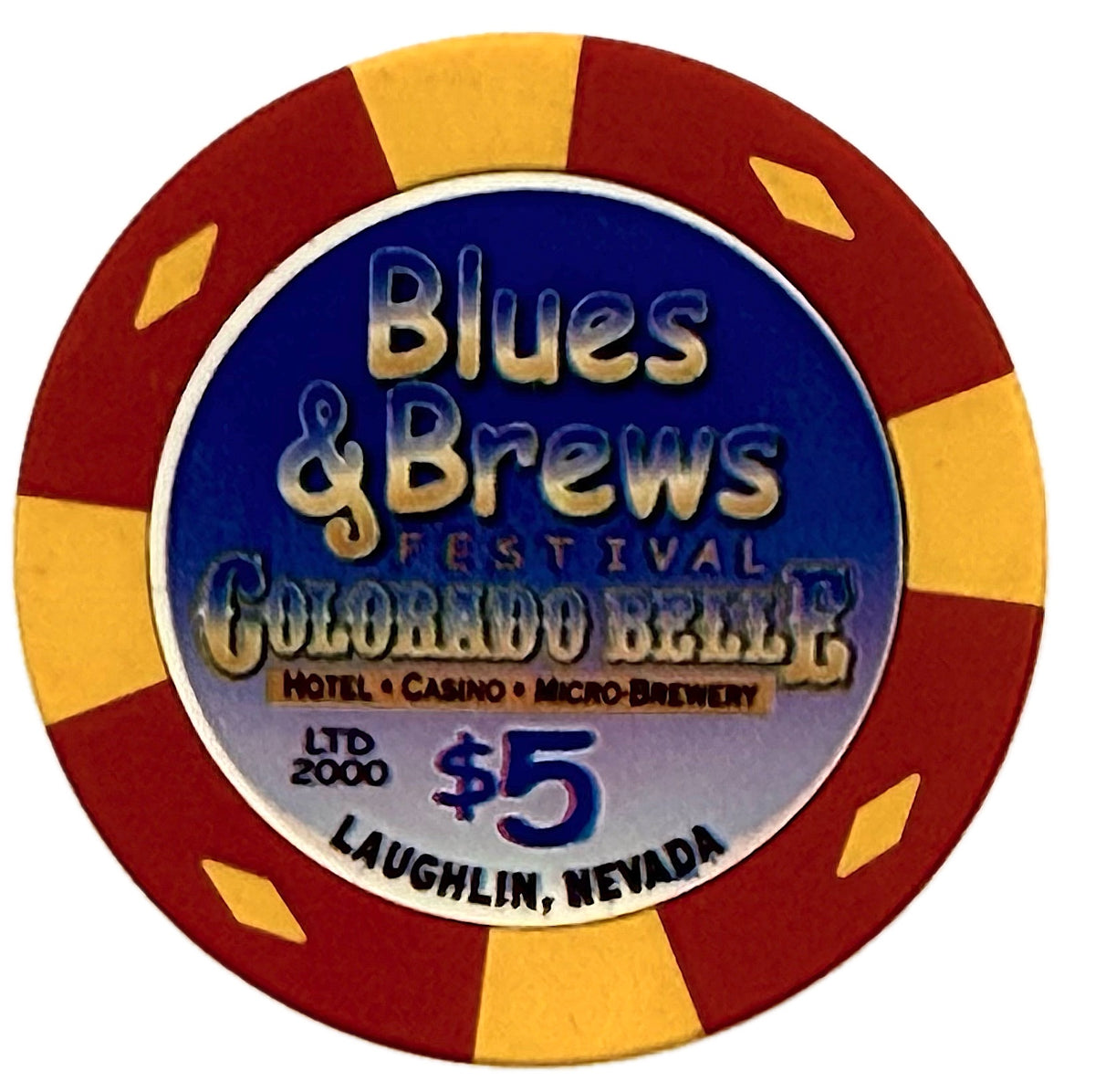 Colorado Belle Casino Laughlin NV $5 Blues & Brews Festival Chip 2004