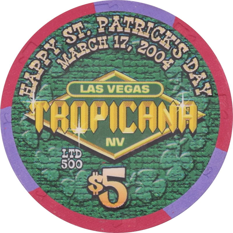 Tropicana Casino Las Vegas Nevada $5 St. Patrick's Day Chip 2004