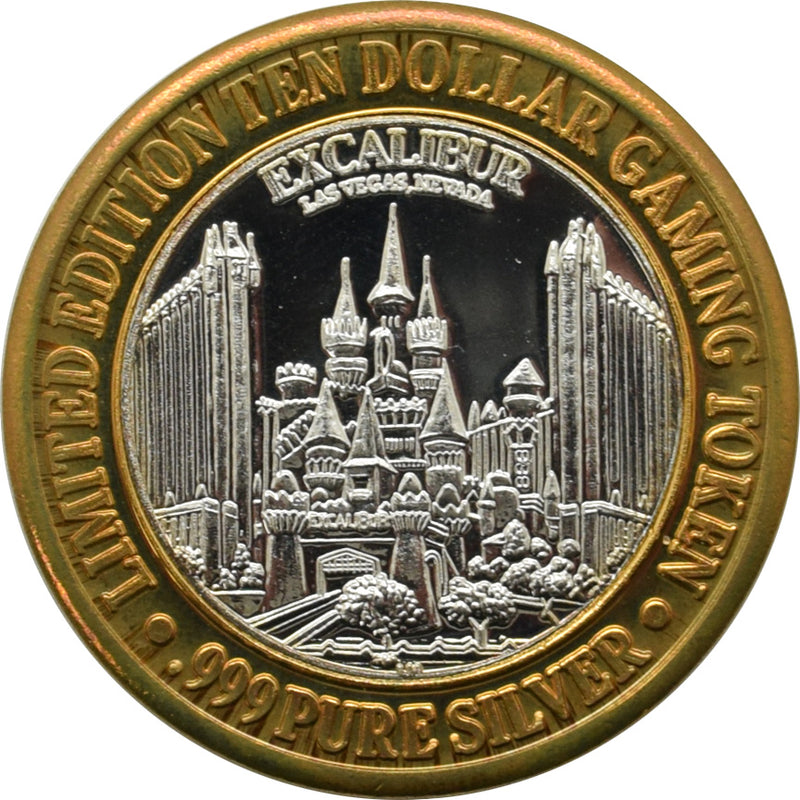 Excalibur Casino Las Vegas "Jouster" $10 Silver Strike .999 Fine Silver 1994