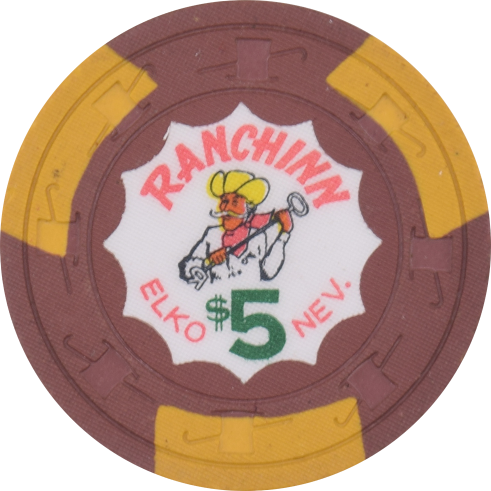 Ranchinn Casino Elko Nevada $5 Chip 1950s