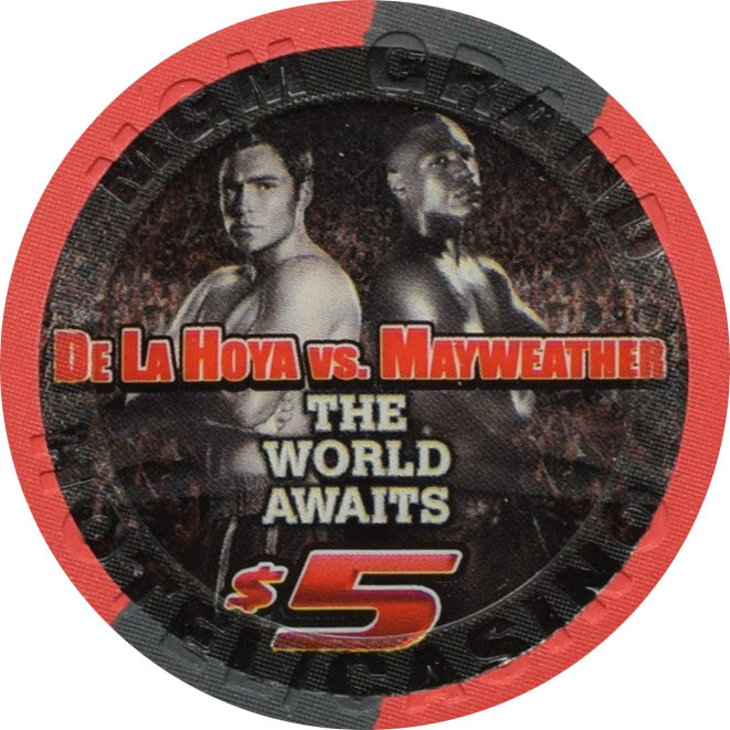 MGM Grand Casino Las Vegas Nevada $5 De La Hoya vs Mayweather Fight Chip 2007