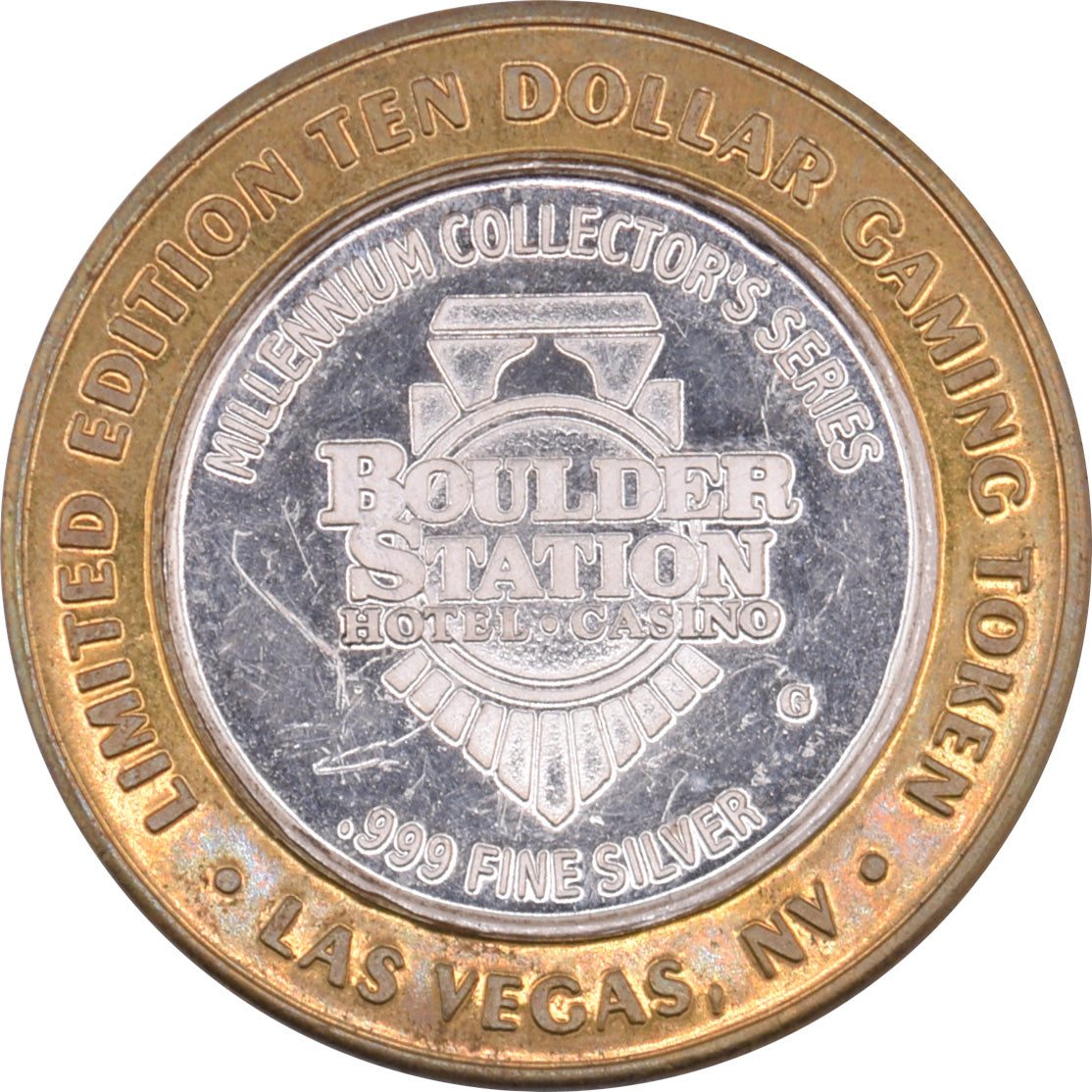 Boulder Station Casino "Stations Logo - A Winning Combination" $10 Silver Strike .999 Fine Silver 1999