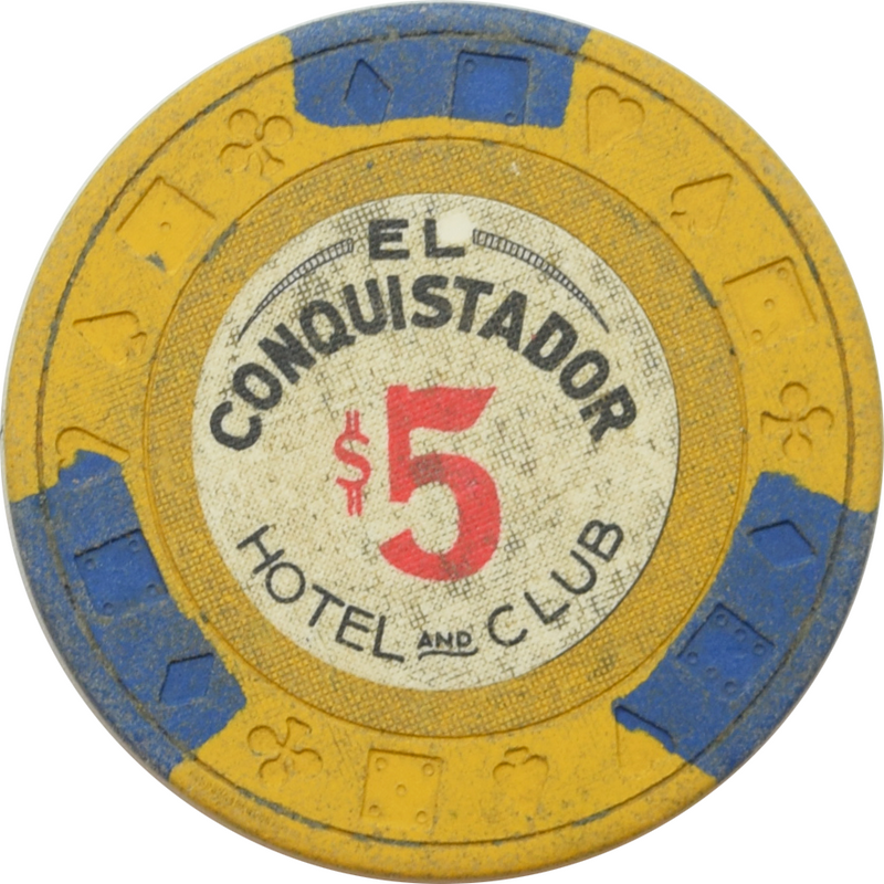 El Conquistador Hotel and Club Puerto Rico $5 Ewing Yellow Chip