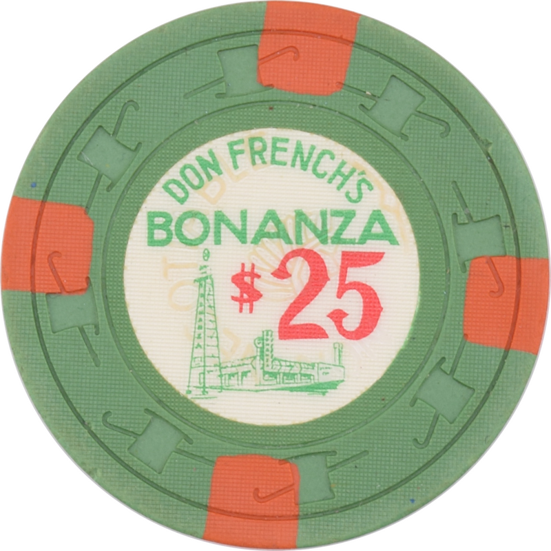 Don French's Bonanza Casino N. Las Vegas Nevada $25 Overstamped Chip 1959