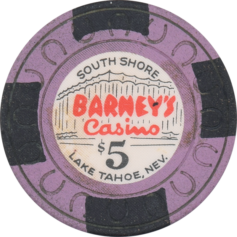 Barney's Casino Lake Tahoe Nevada $5 Chip 1981
