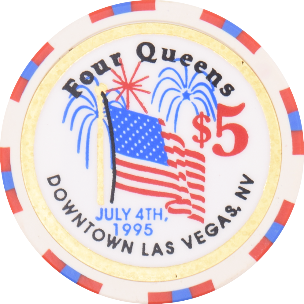Four Queens Casino Las Vegas Nevada $5 4th of July Chip 1995
