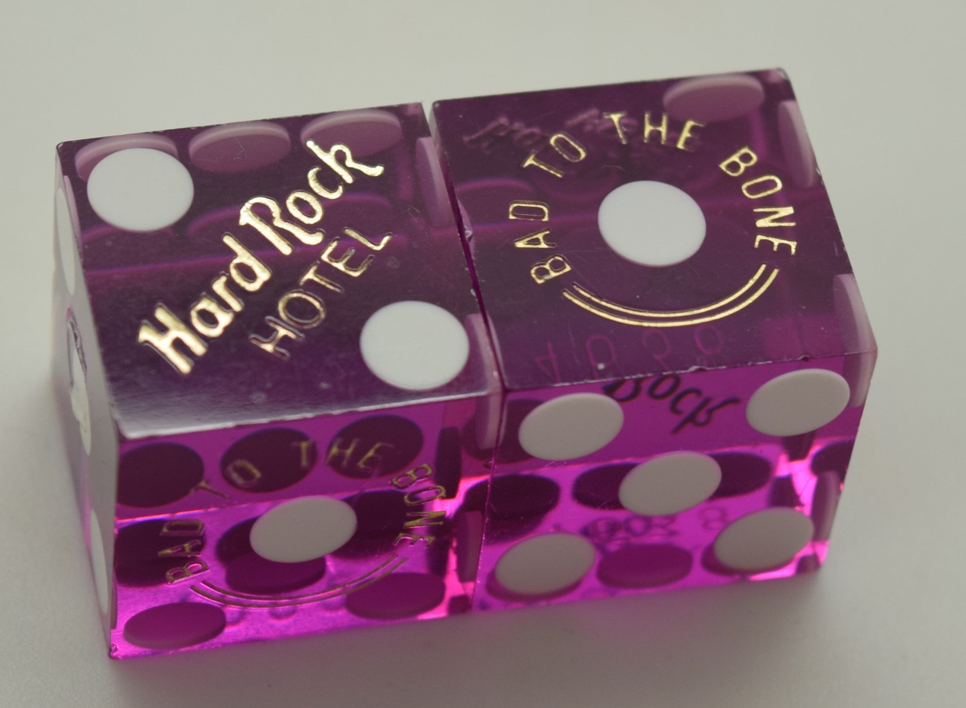 Hard Rock Used Purple Casino Dice Las Vegas Nevada 1990's Matching Numbers