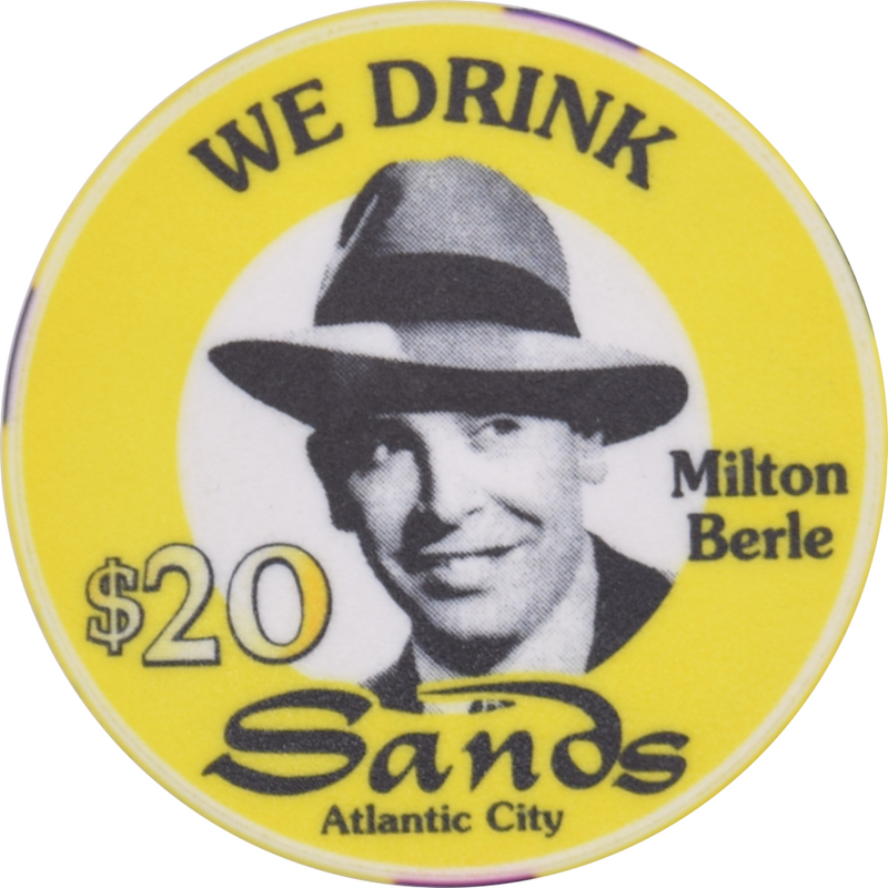 Sands Casino Atlantic City New Jersey $20 "We Drink" Milton Berle Chip