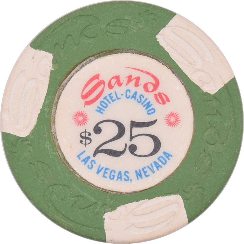 Sands Casino Las Vegas Nevada $25 (3 White) Chip 1970s