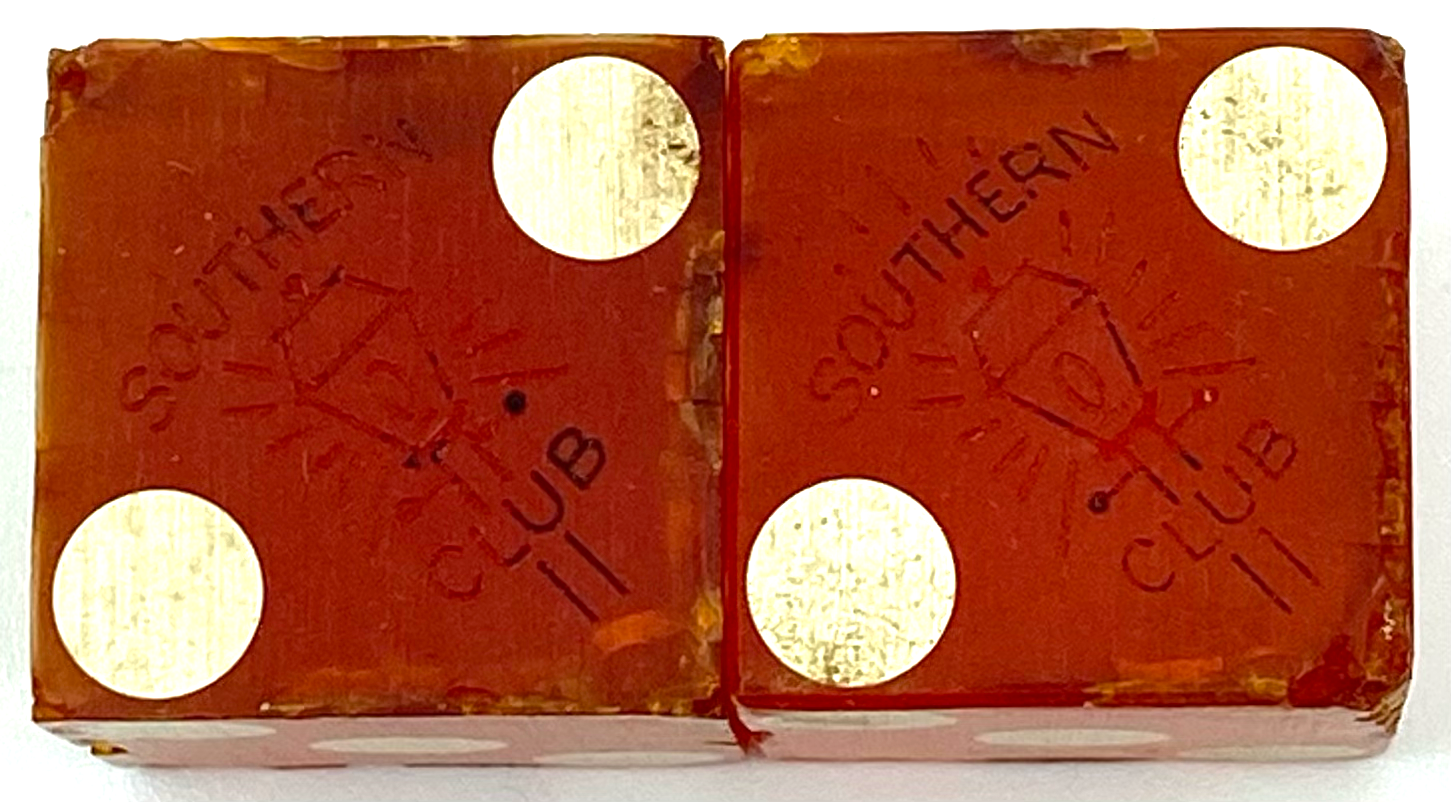 Southern Club Illegal Casino Dice Hot Springs Arkansas (Black Foil)