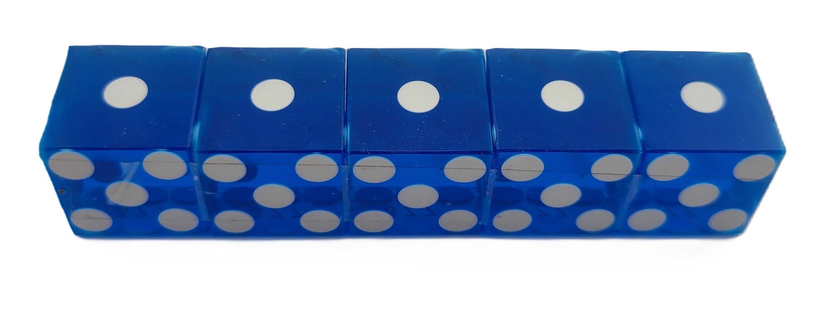 Peppermill Casino Stick of 5 Used Blue Dice Reno Nevada