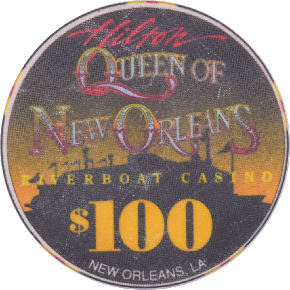 Hilton Queen of New Orleans Riverboat Casino New Orleans Louisiana $100 Chip