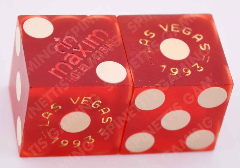 Maxim Casino Las Vegas Nevada Dice Pair of Red Matching Number Dice (Various Years)