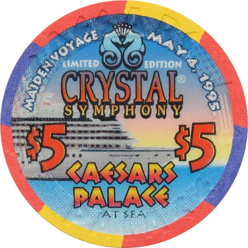 Caesars Palace at Sea Casino $5 Crystal Symphony Maiden Voyage Chip 1995
