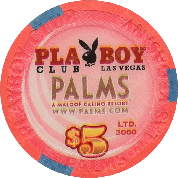 Playboy Palms Casino Las Vegas Nevada $5 Don Lewis (Blue & White) Chip 2008