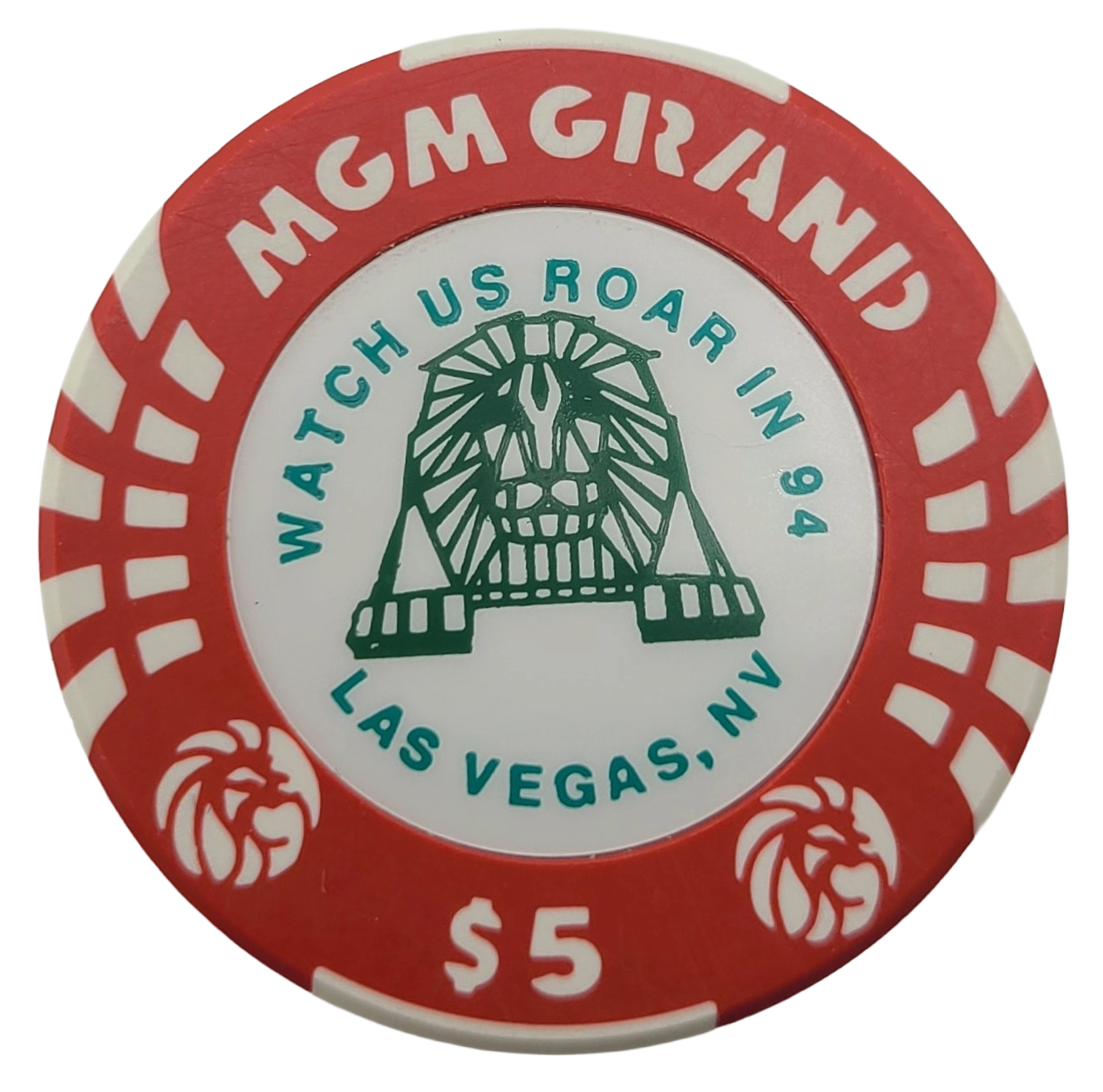 MGM Grand Casino Las Vegas Nevada $5 Grand Opening Chip 1993