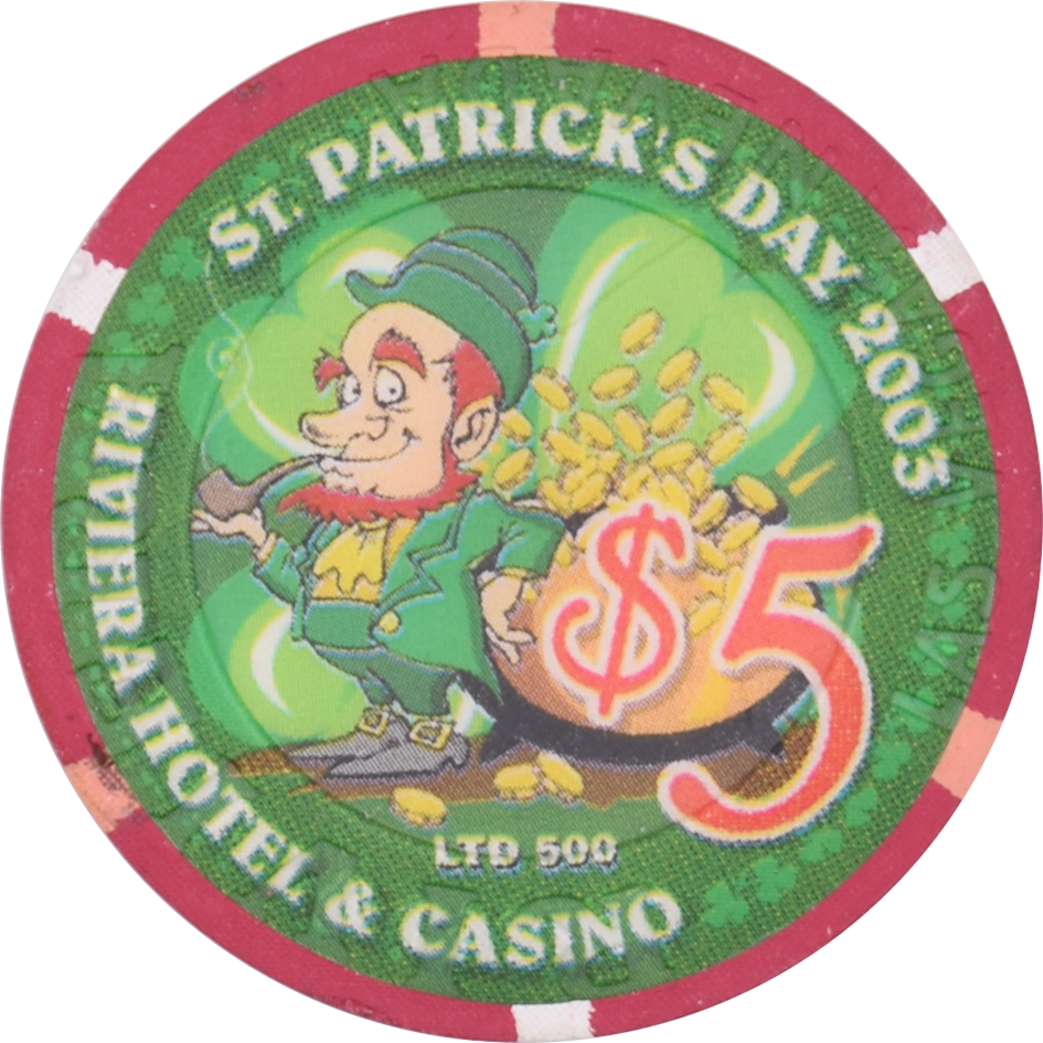 Riviera Casino Las Vegas Nevada $5 St. Patrick's Day Chip 2003