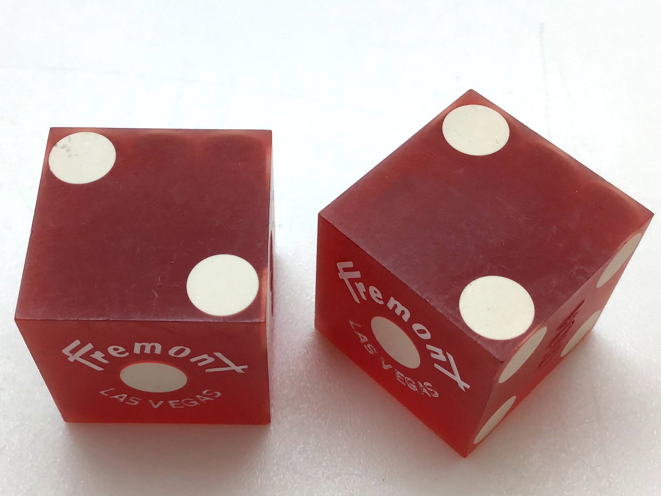 Fremont Casino Las Vegas Nevada Red Dice Pair Vintage Matching Numbers