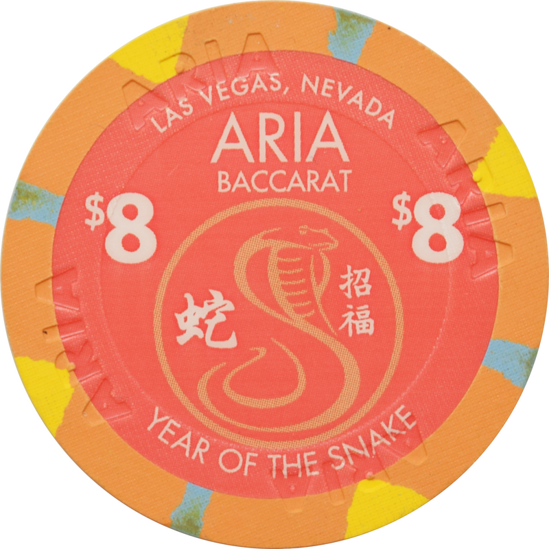 Aria Casino Las Vegas Nevada $8 Year of the Snake 43mm Chip 2013