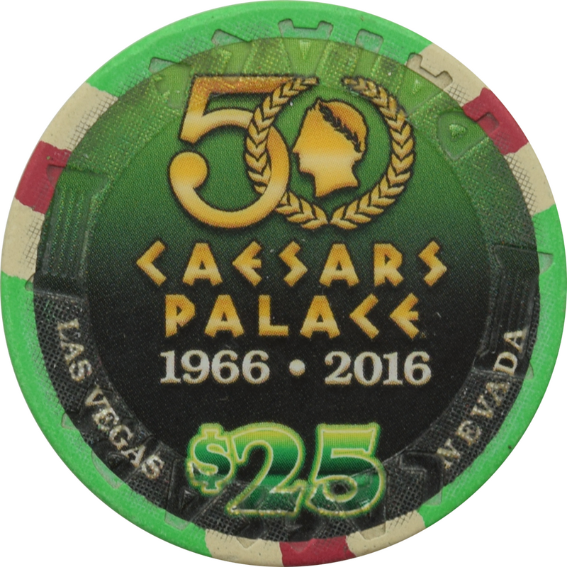 Caesars Palace Casino Las Vegas Nevada $25 50th Anniversary Chip 2016