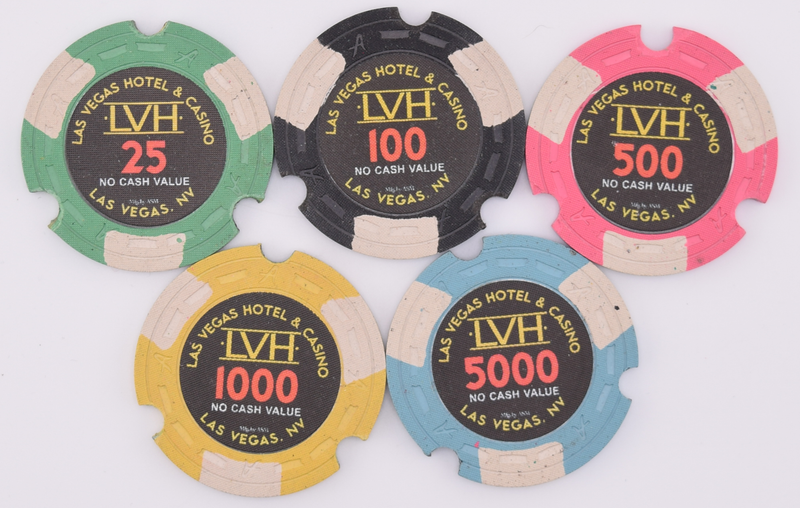 LVH - Las Vegas Hotel Casino Las Vegas Nevada Set of 5 25-100-500-1000-5000 NCV Chips 2013