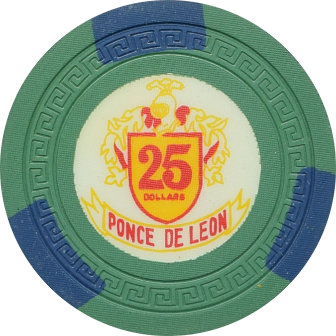 Ponce de Leon Casino Puerto Rico $25 Blue Edge Spots Chip 1962