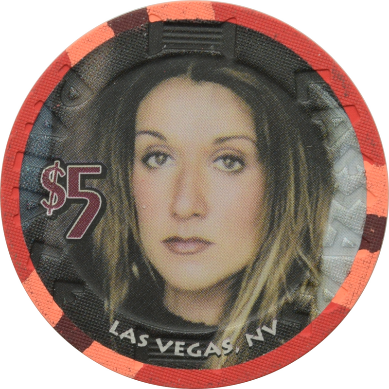 Caesars Palace Casino Las Vegas Nevada $5 Celine Dion Blue on Right Chip 2003