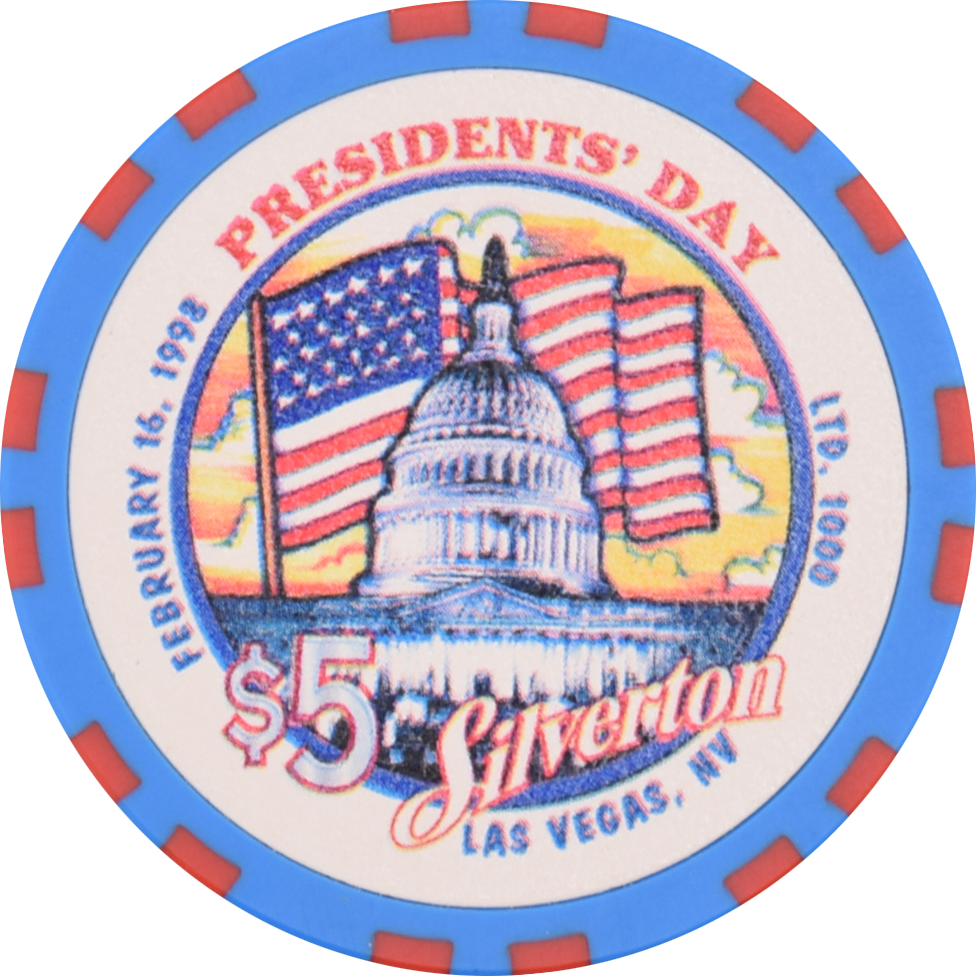 Silverton Casino Las Vegas Nevada $5 President's Day Chip 1998