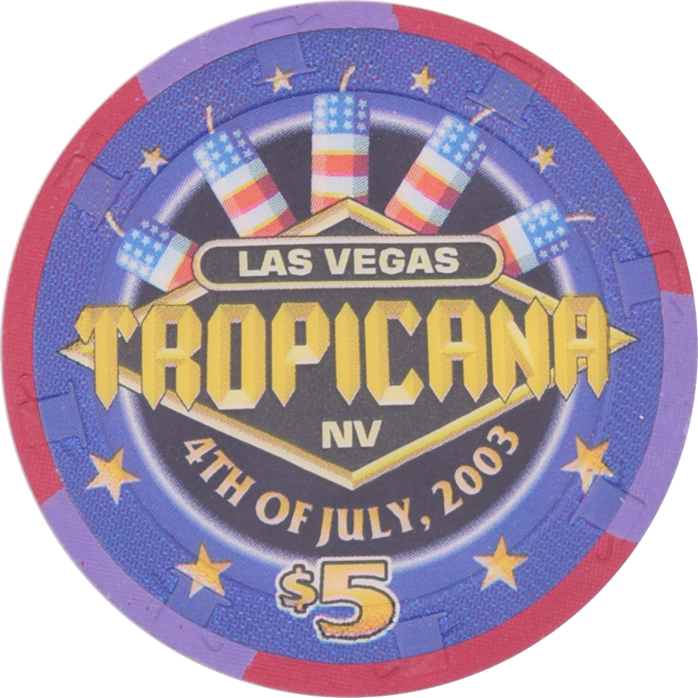 Tropicana Casino Las Vegas Nevada $5 4th of July Chip 2003