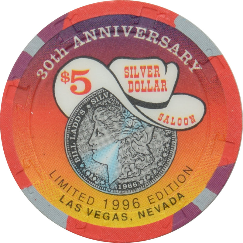 Silver Dollar Saloon Casino Las Vegas Nevada $5 30th Anniversary Chip 1996