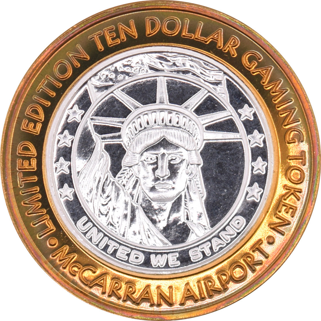 McCarran International Airport Las Vegas Nevada $10 "United We Stand" Silver Strike .999 Fine Silver 2002