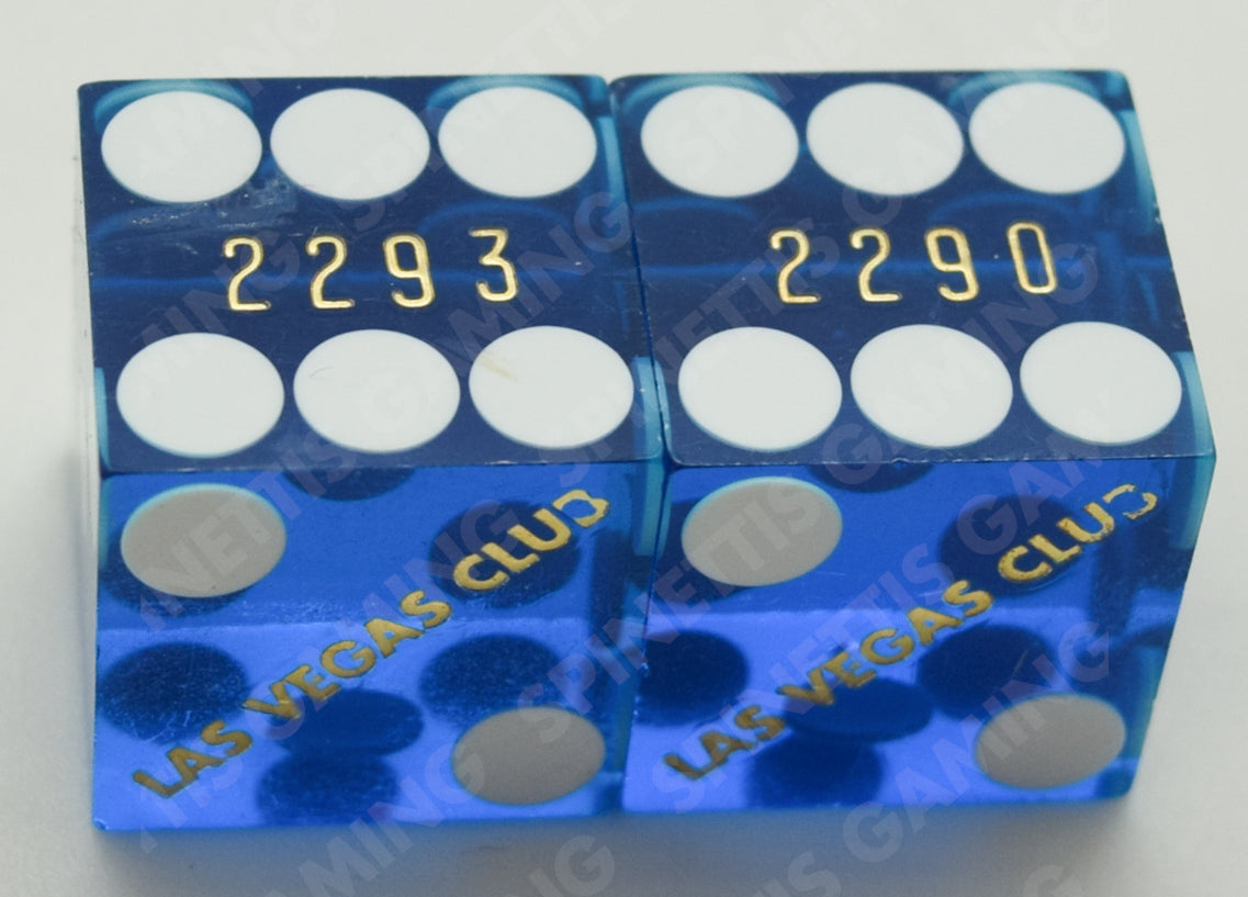 Las Vegas Club Casino Blue Polished Pair of Dice