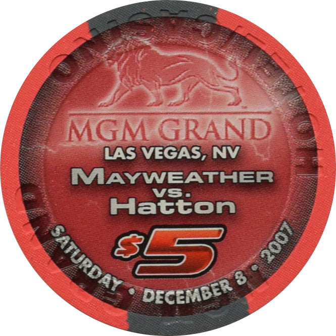 MGM Grand Casino Las Vegas Nevada $5 Mayweather vs Hatton Fight Chip 2007