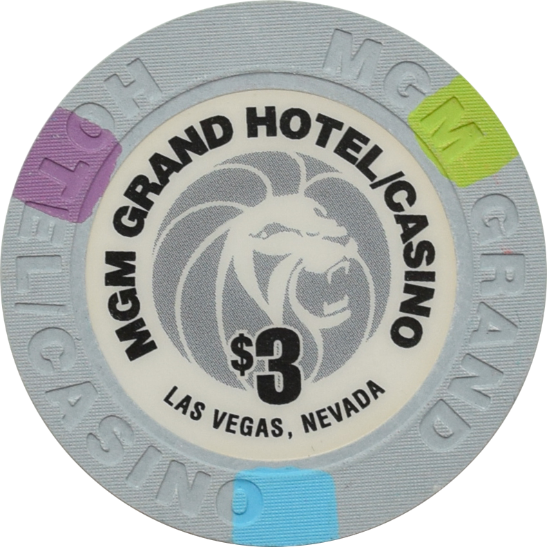 MGM Grand Casino Las Vegas Nevada $3 Poker Chip 2000s