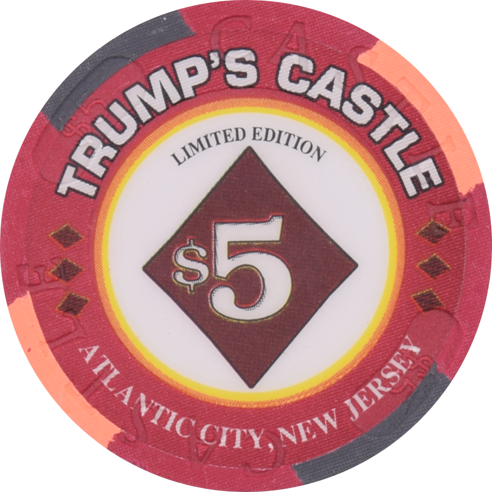 Trump's Castle Casino Atlantic City New Jersey $5 Queen of Diamonds Chip