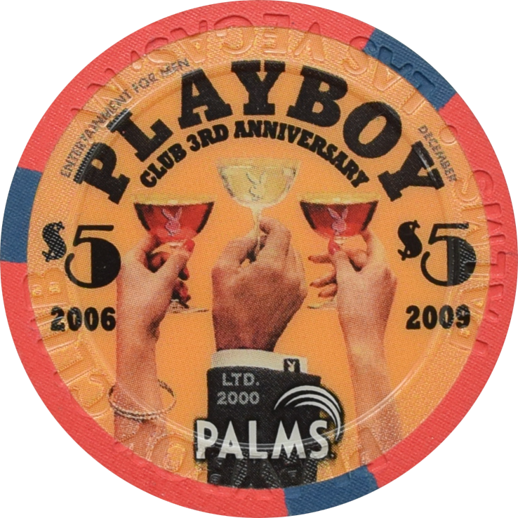 Palms Playboy Club Casino Las Vegas Nevada $5 3rd Anniversary Chip 2009