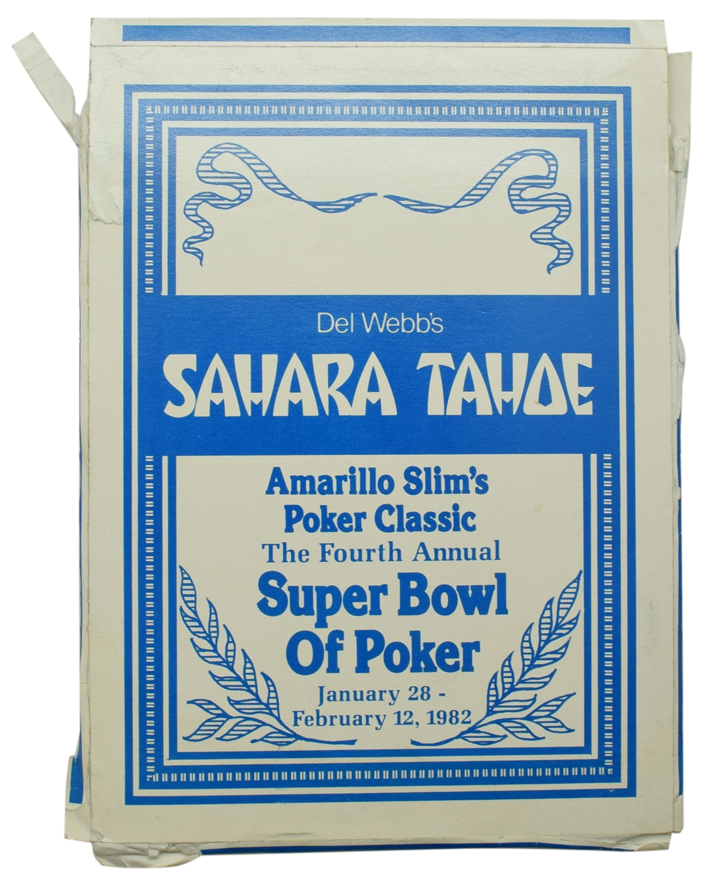 Sahara Tahoe Casino Lake Tahoe Nevada Amarillo Slim's Poker Classic Super Bowl of Poker 1982 Invite