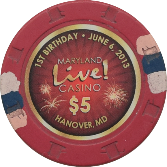 Live! Casino & Hotel Hanover Maryland $5 1st Birthday Chip 2013