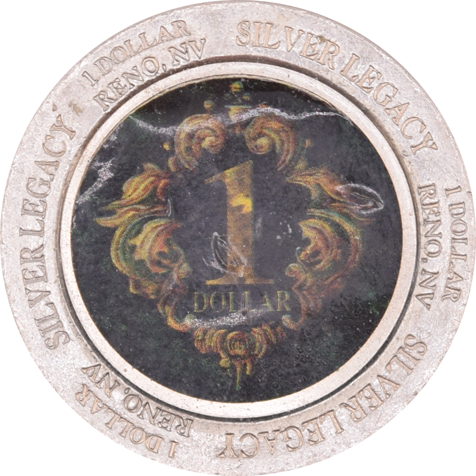 Silver Legacy Casino Reno Nevada $1 Full Color Image Token 1995