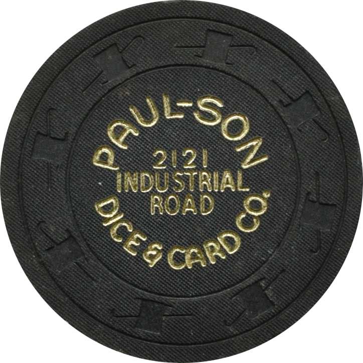 Paulson Dice & Card Co. Black Advertising Sample Chip