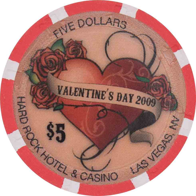 Hard Rock Casino Las Vegas Nevada $5 Valentine's Day Chip 2009