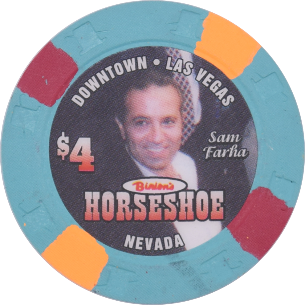 Horseshoe Club (Binion's) Casino Las Vegas Nevada $4 Sammy Farha Chip 2004