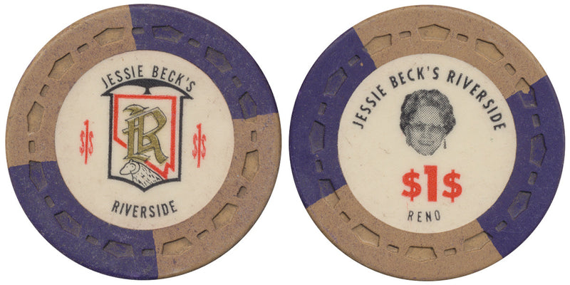 Riverside Jessie Beck's Casino Reno Nevada 300 Small Crown Chip Set