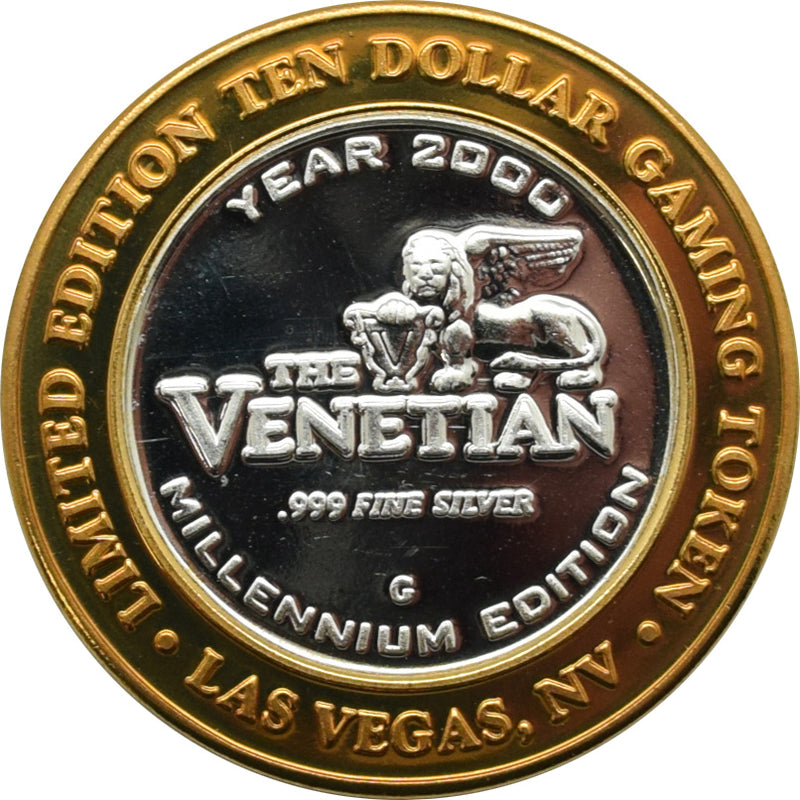The Venetian Casino Las Vegas "Doge's Palace - Millennium" $10 Silver Strike .999 Fine Silver 1999