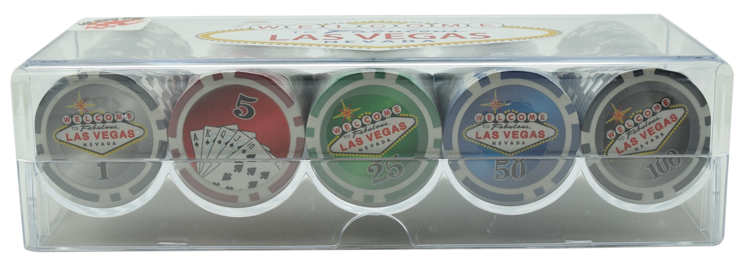 Las Vegas Sign Chip Set With Cover Tray 100 Chips Set