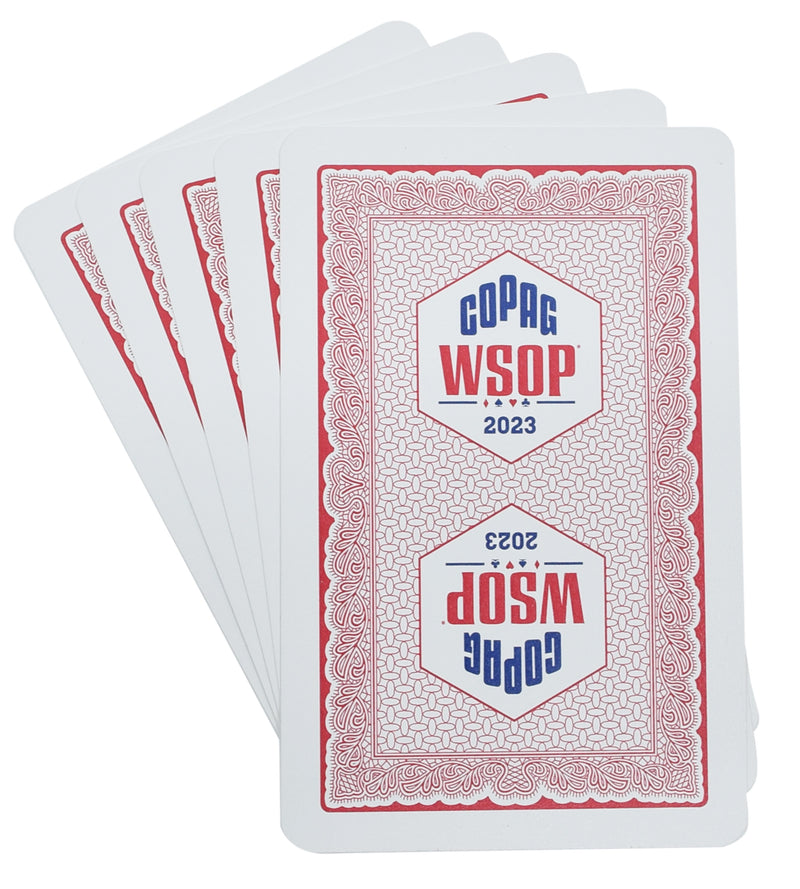 Copag WSOP 2023 Tournament Played 100% Plastic Playing Cards - Narrow Size (Bridge) (Red, Regular Index)