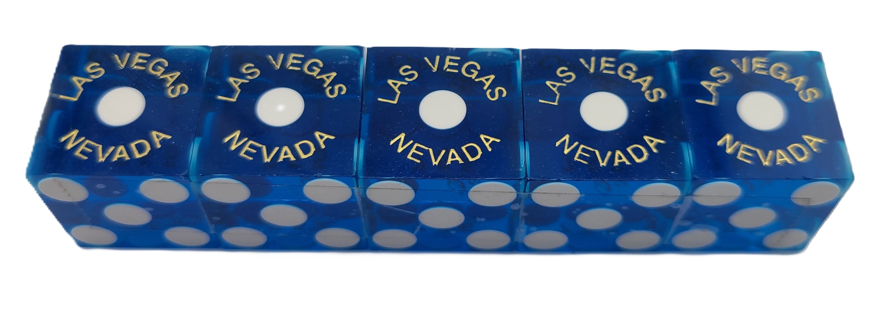 Casuarina Casino Stick of 5 Blue Used Dice Las Vegas Nevada