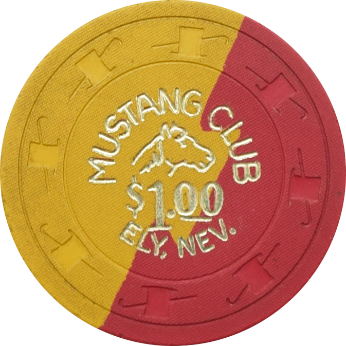 Mustang Club Casino Ely Nevada $1 Yellow Dovetail Chip 1967