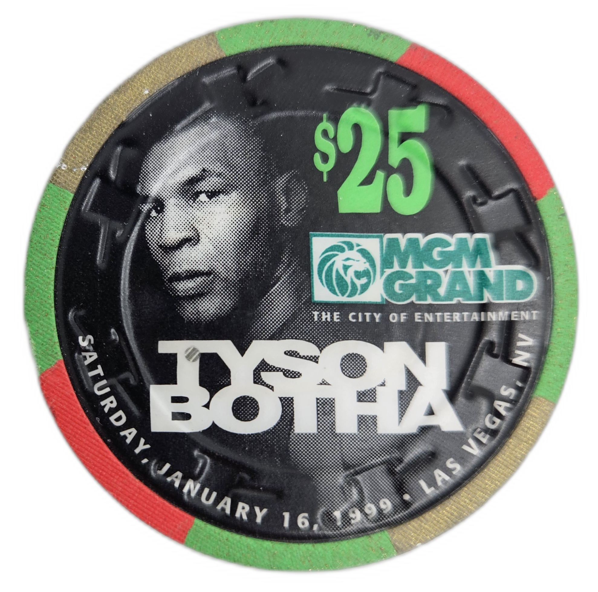 MGM Grand Casino Las Vegas Nevada $25 Tyson VS Botha 1999 Fight Chip