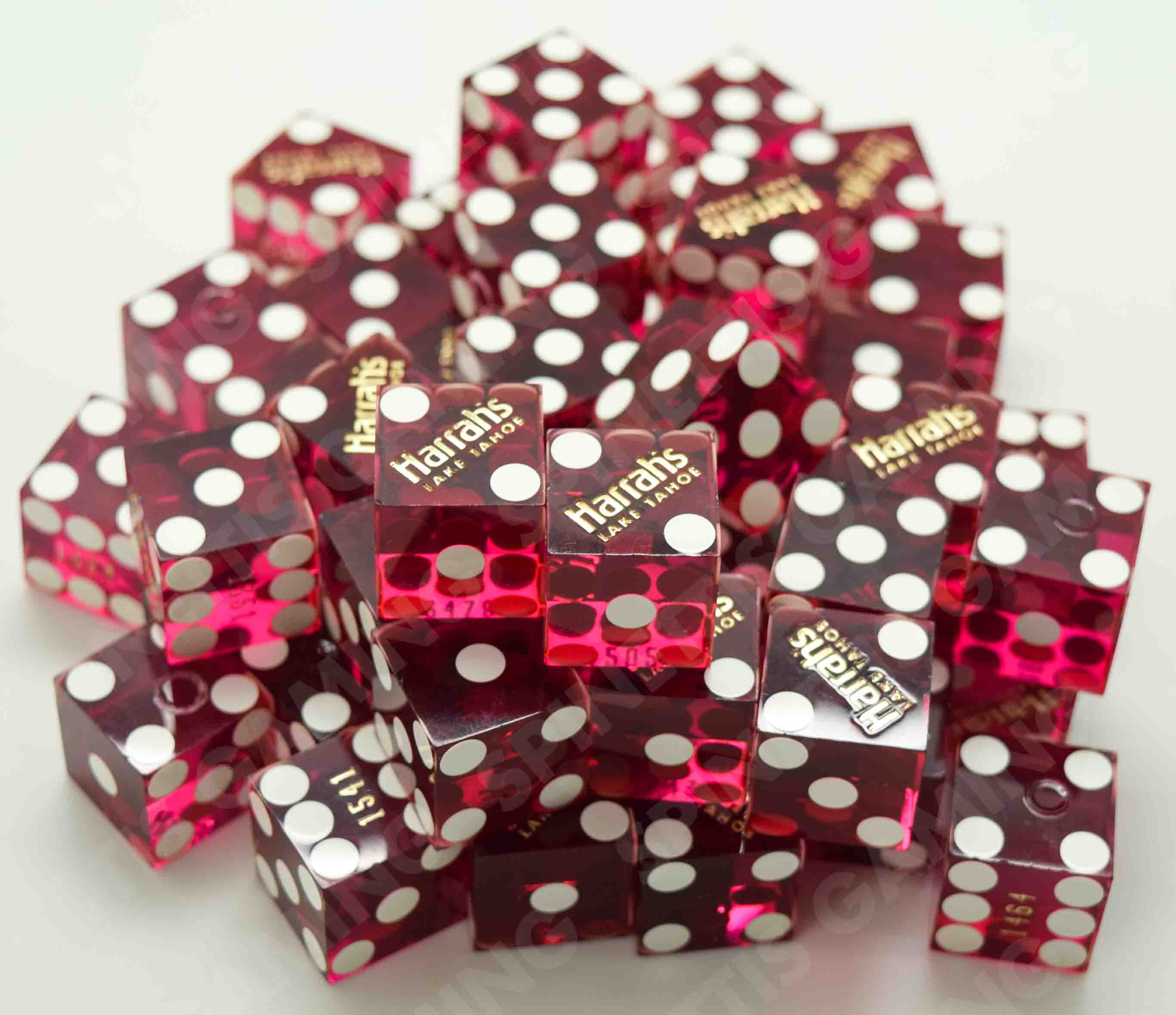 Bulk Dice 50 Purple Used Dice From Harrah's Casino in Lake Tahoe Nevada